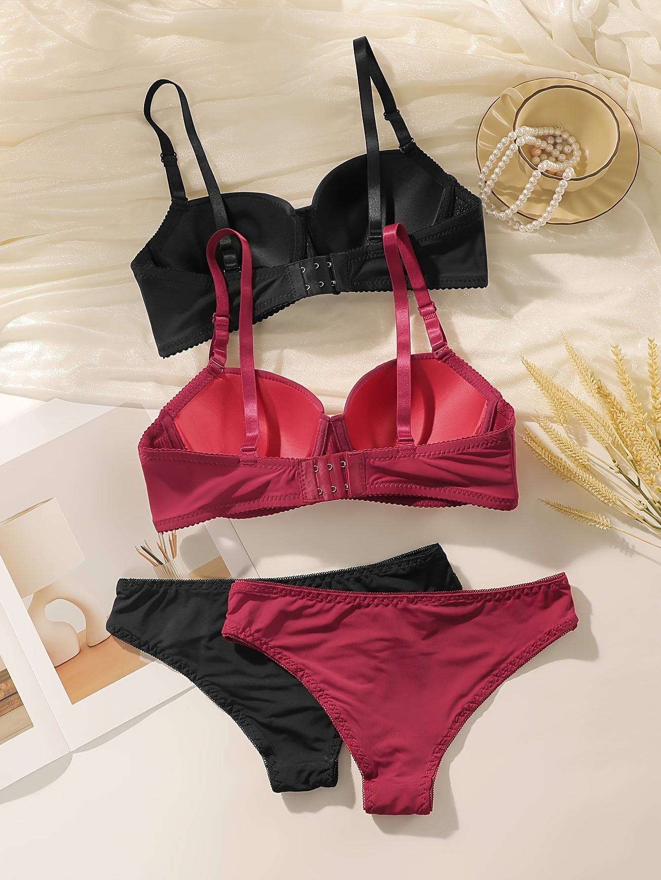 2pcs Sexy Strapless Push-Up Lingerie Set for Women - Non-Slip, Underwire Support, Nylon & Elastane Blend, Hand Washable