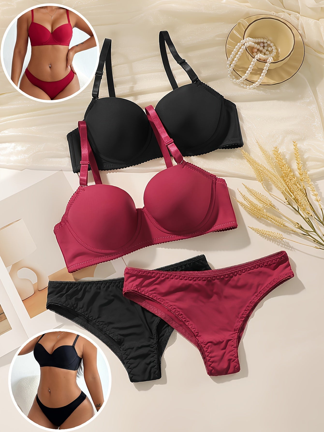 2pcs Sexy Strapless Push-Up Lingerie Set for Women - Non-Slip, Underwire Support, Nylon & Elastane Blend, Hand Washable