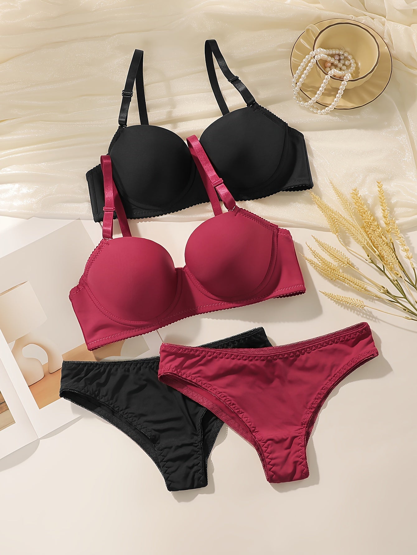 2pcs Sexy Strapless Push-Up Lingerie Set for Women - Non-Slip, Underwire Support, Nylon & Elastane Blend, Hand Washable